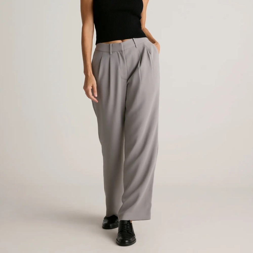 Quince Stretch Crepe Pleated Wide Leg Pants